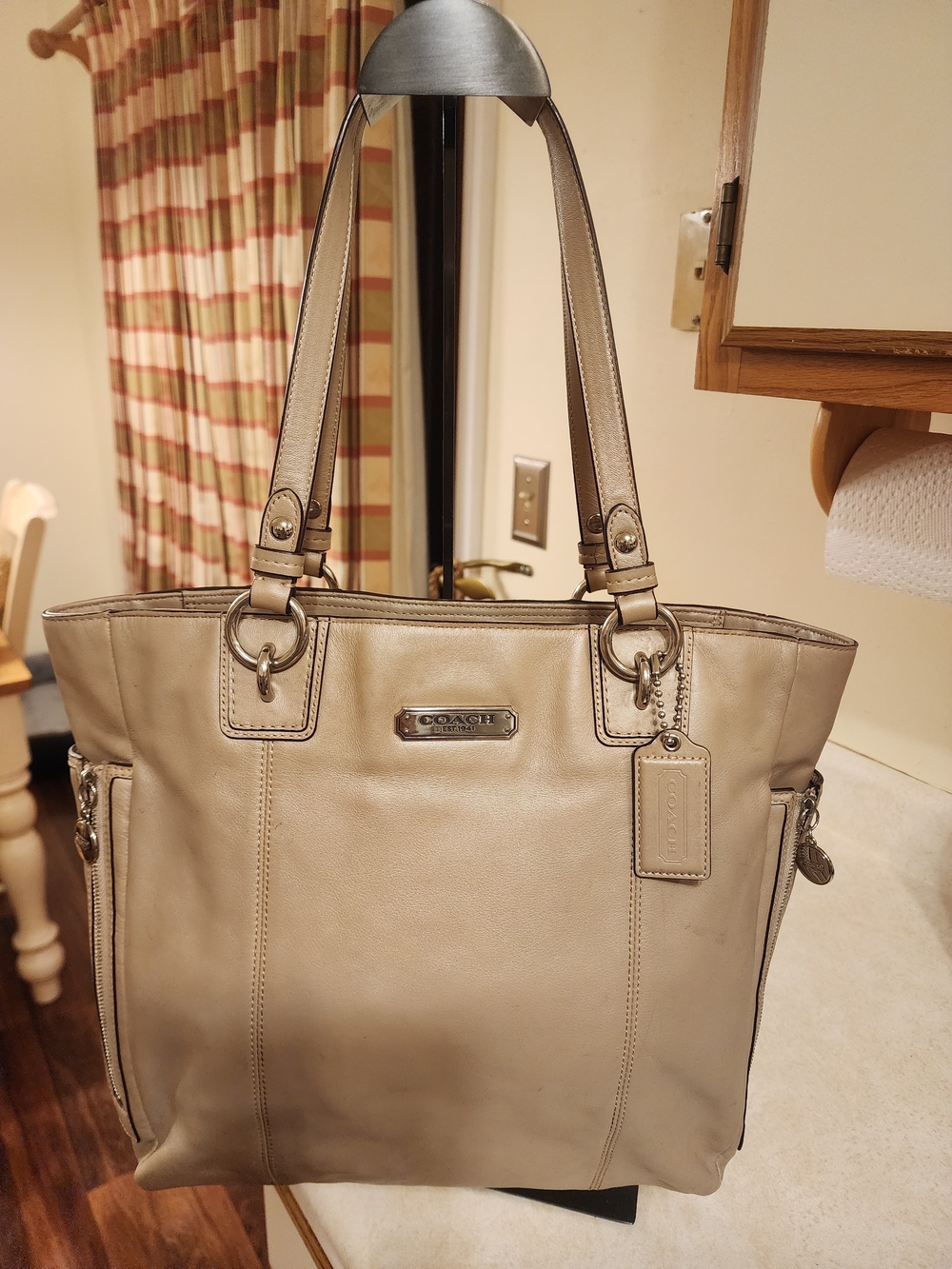 champagne metallic leather Coach Gallery East West Tote